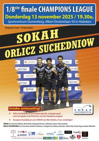 Tafeltennis Champions League Sokah Hoboken 1/8 finale